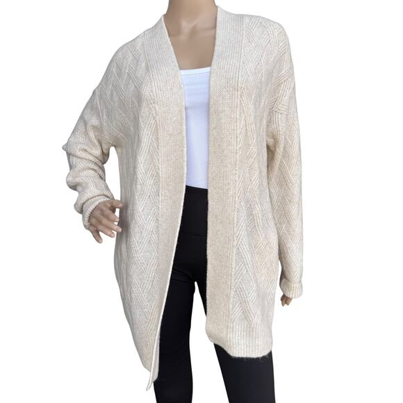 Croft & Barrow M Knit Cardigan Sweater Open Front Long Tan Antler Heather - Picture 1 of 12